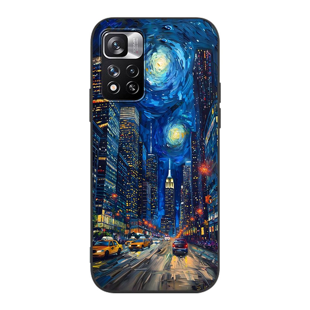 Van Gogh Starry Night Oil Painting Case for Xiaomi Redmi 10A 10C 9C 12C 9A 9i 10 12 9 Prime 9T K40 Pro Black Soft Phone Cover