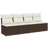 4 Seater Garden Sofa with Cushions Brown Poly Rattan