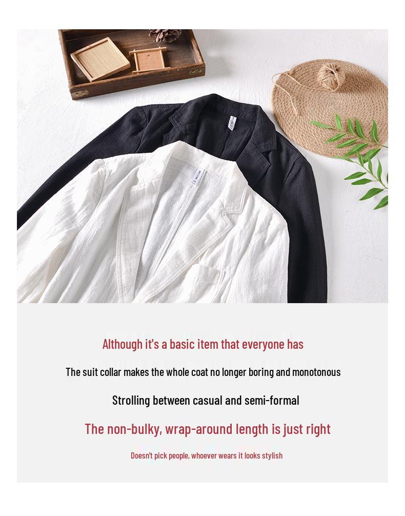 Men's Retro Plus Size Casual Linen Blazer - Business Formal Loose Fit Jacket