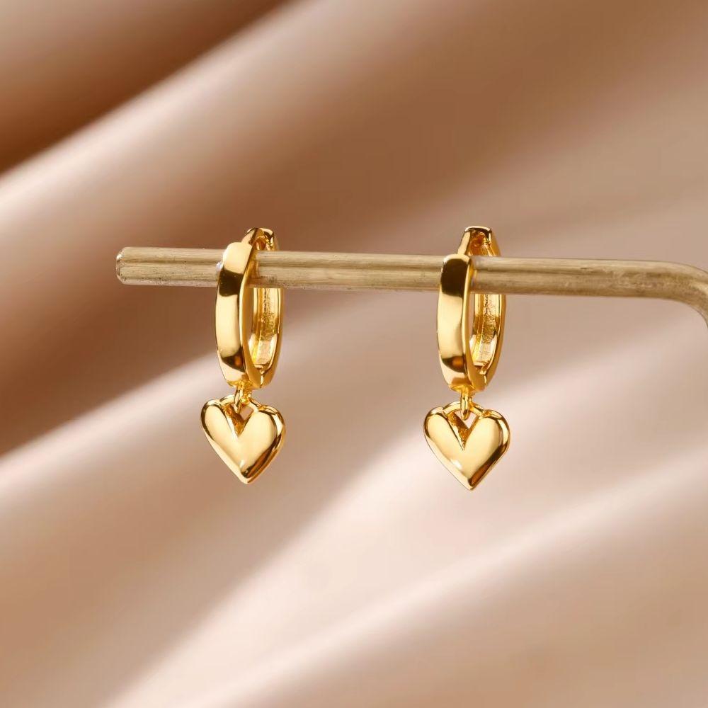 Bubble Heart & Colorful Zircon Butterfly Stainless Steel Hoop Earring for Women Gold Color Wedding Summer Vacation Jewelry Gift