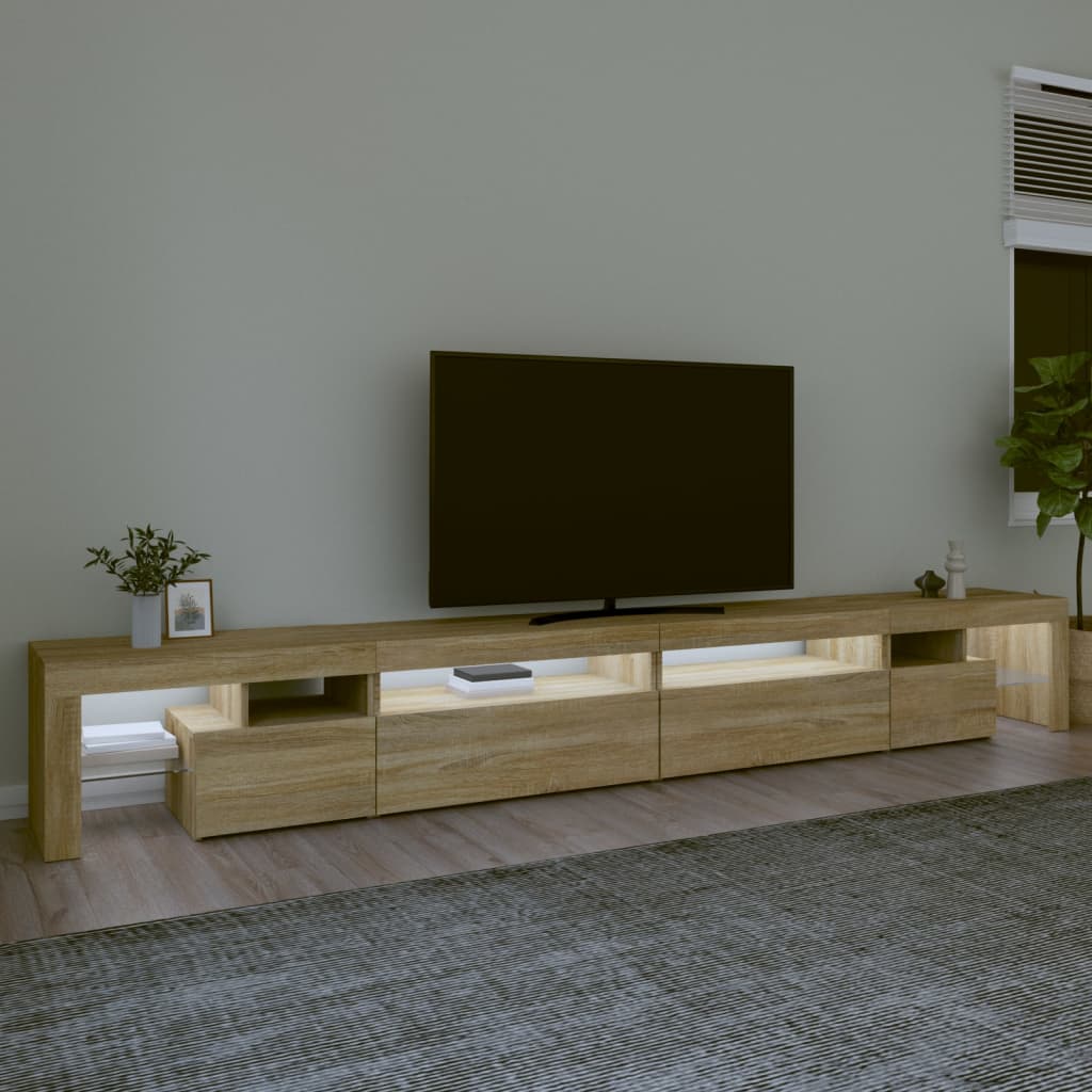 Vidaxl Szafka Pod Tv Z Oświetleniem Led, Dąb Sonoma, 290X36,5X40 Cm