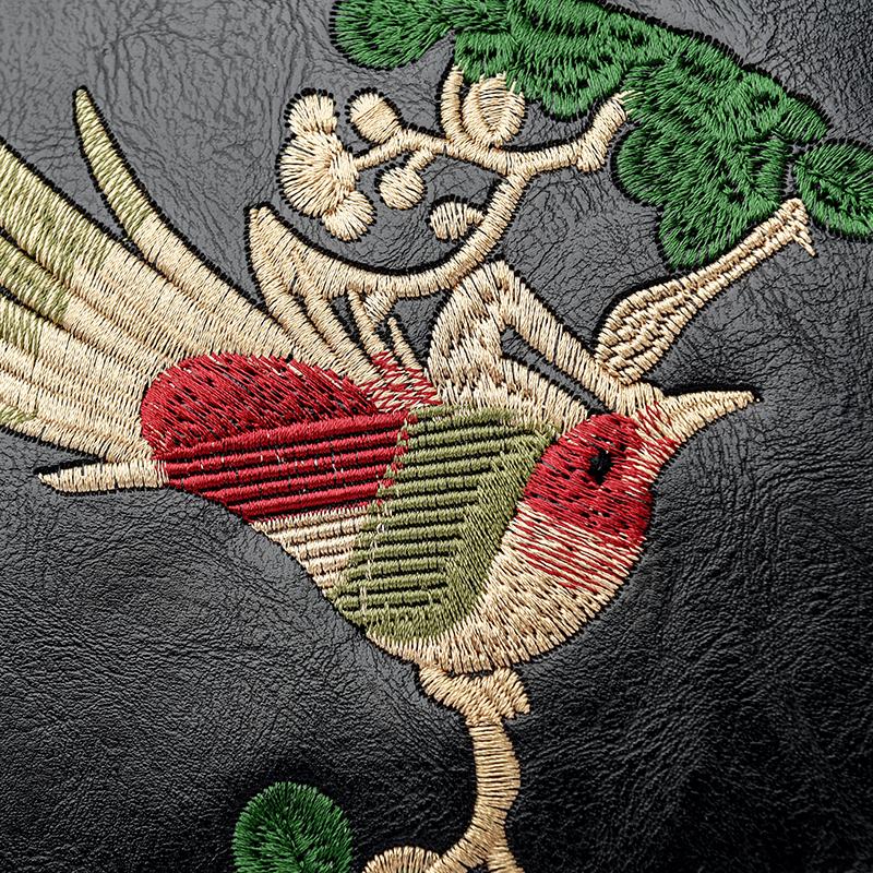 Elegant Bird Embroidered Pattern Crossbody Bag – Pu Handbag with Top Handle for Women