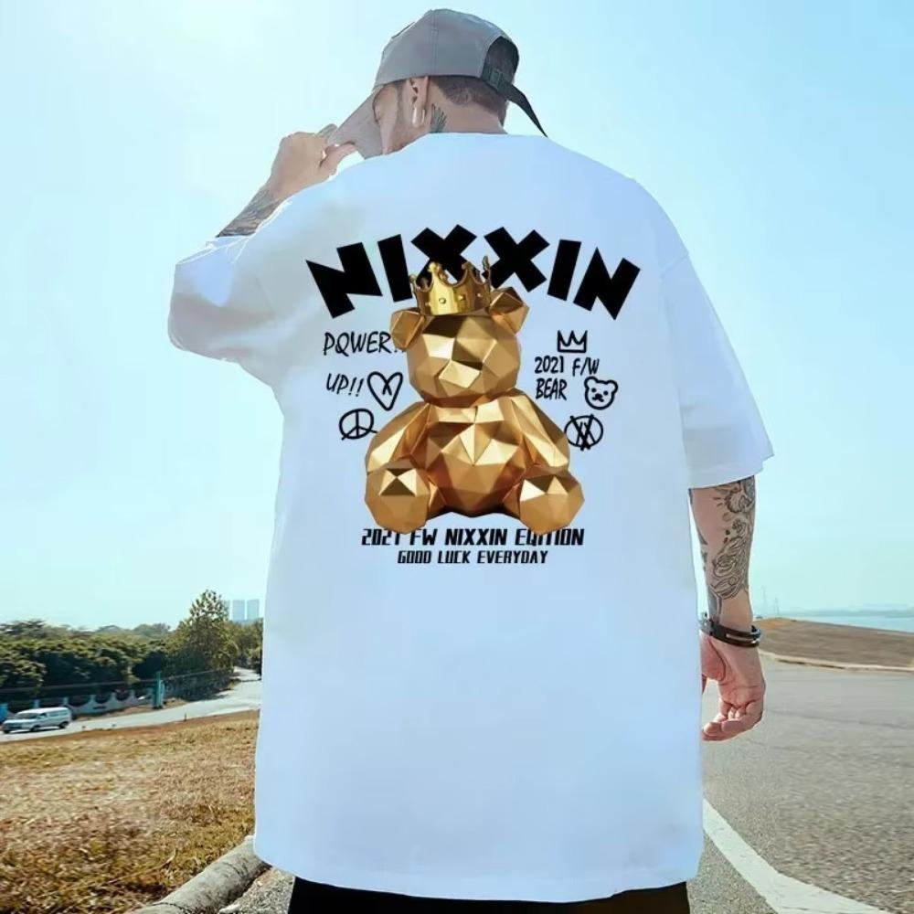 T-shirt Oversize da Uomo Hip Hop Streetwear Stampa Squadra di Basket Harajuku Cotone Manica Corta T-shirt 5XL