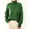 Damen Pullover mit Zopfmuster, hohem Kragen und langen Ärmeln