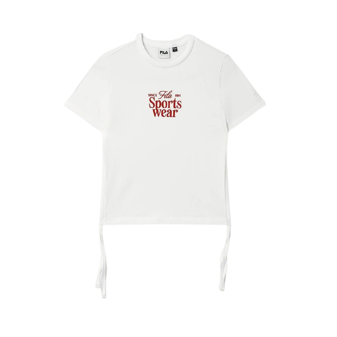 

Fila Оригинальная модная повседневная футболка с надписью, вязаная, облегающая, с коротким рукавом, женские топы F71W539112F-WT M