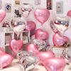 Valentine‘s Day Balloons Metallic Gold Heart Chrome Balloons for Wedding Party Decor Thickened Latex Balloon Set