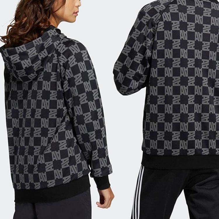 Adidas Logo Printed Hoodie With Drawstring Unisex Jackets Black HR3435