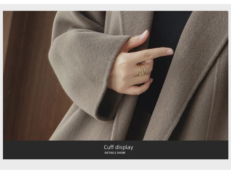 Damen Kaschmir-Mantel mittellang, doppelseitig, lockere Passform, knielang, High-End Winterstil 2024, große Größen verfügbar.