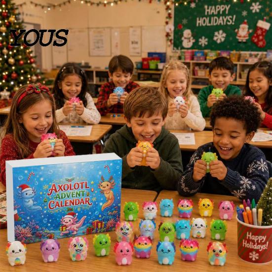 Salamander Advent Calendar Christmas Calendar, Countdown with 24 Squeeze Toys, Days Mini Toy Gift Box for Holiday Kids Stress Relief Toys