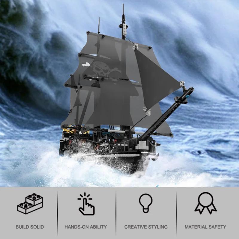 1424PCS Piratenschiff Bausteine Segeln Sturmschiff Modell Bausteinsets Kreative Desktop-Dekoration Pädagogisches DIY-Spielzeug für Kinder ohne Karton