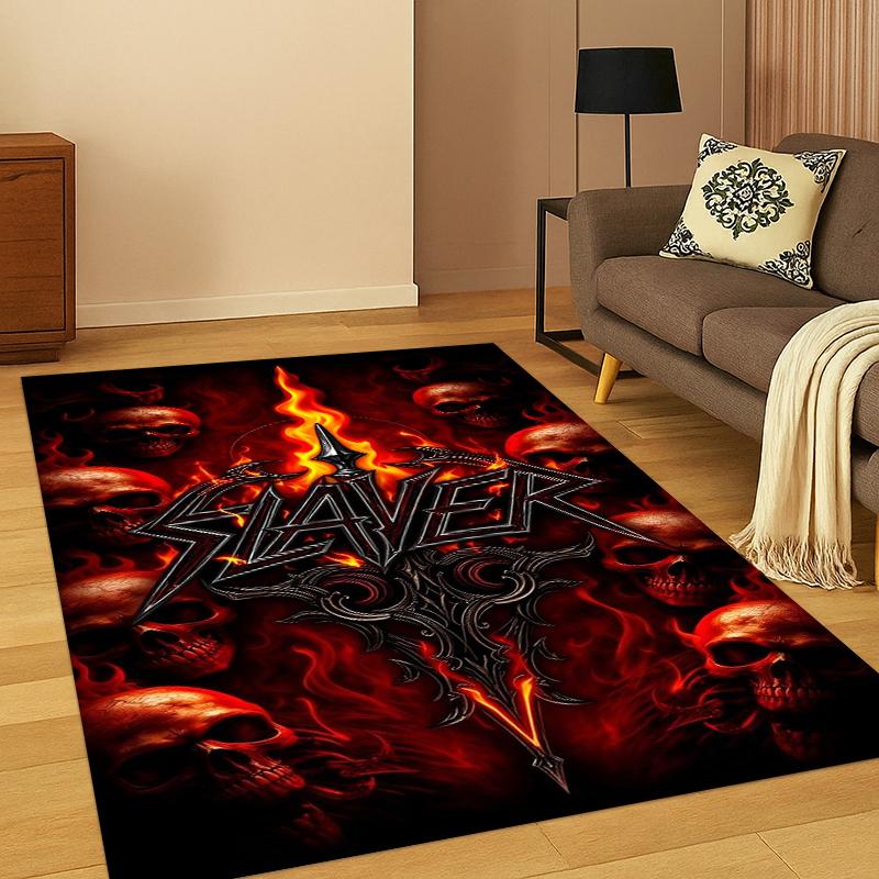 

3D Ковер с логотипом хэви-метал группы Slayer для спальни, гостиной, дивана, прихожей, домашнего декора, коврик для детской игровой зоны, нескользящий 40x60cm