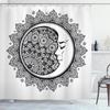 Mandala Celestial Shower Curtain Boho Moon Star Black And White Waterproof Polyester Fabric Bathroom Curtains Home Decor Hooks