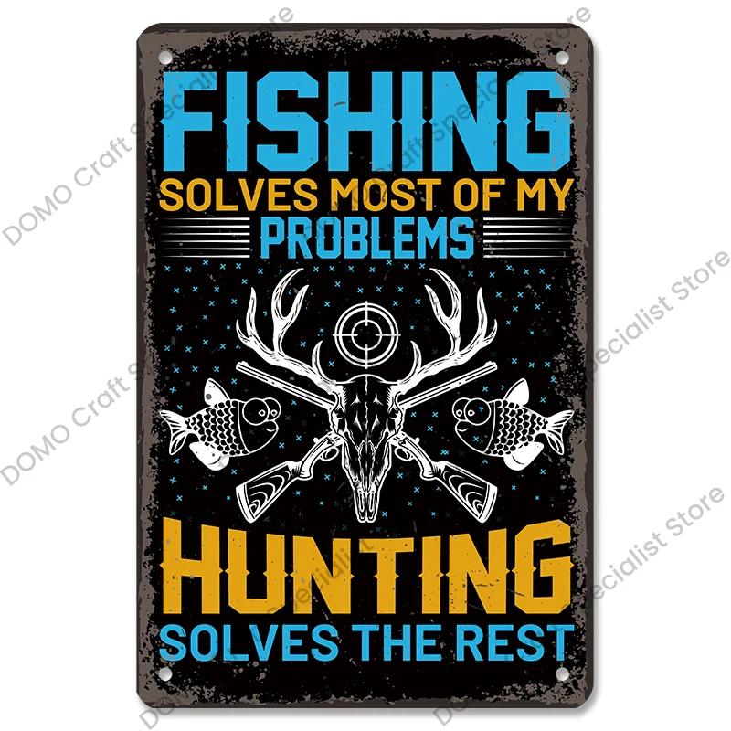 Vintage Hunting Plaque Metal Tin Signs Hunter Deer Hunt Safari Adventure Retro Metal Plate Wall Decor Hunting Club Shop Man Cave