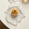 Raised Leaf Pattern Glass Dessert Dish Leaves Shape Desktop Storage Tray Fruit Plate  Picnic Use