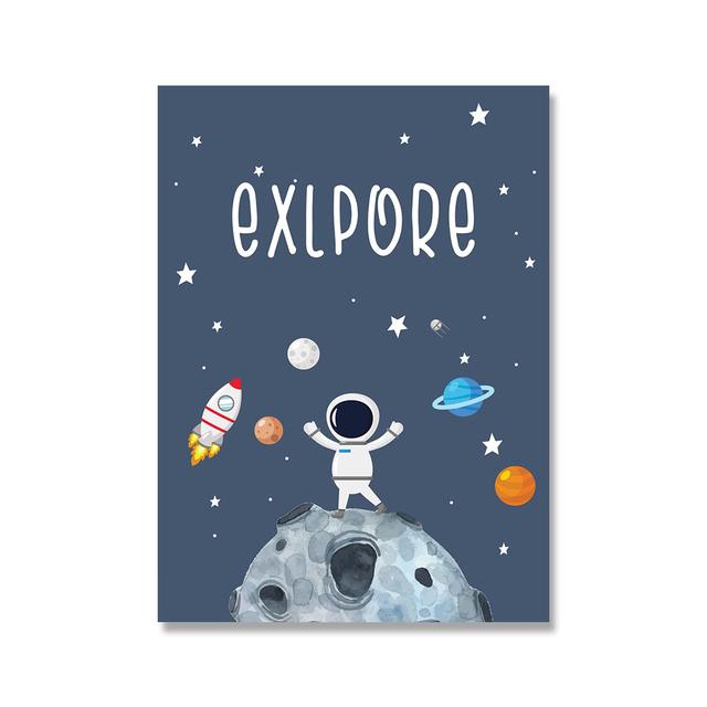 Space Astronaut Planet Be Brave Insipring Nursery Wall Art Canvas Painting Posters And Prints Wall Pictures Baby Kids Room Decor