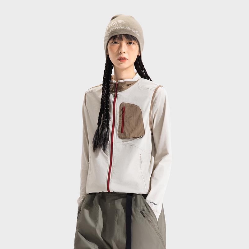 Li Ning CF Comfort Simple Color Block Zipper Stand Collar Loose Vest Unisex Vests AMDV109-2