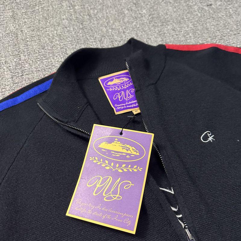 Cardigã com Zíper Alcatraz de Lã Corteiz: Jaqueta de Rua Retrô Americana Tendência