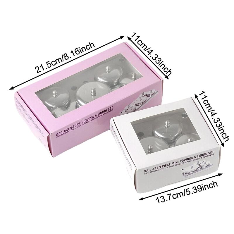3/5 Stuks Roestvrij Staal Dappen Schaal Bekers Set Salon Manicure Acryl Poeder Vloeistof Container Organizer Tray Dappen Schaal Nagelkunst Gereedschap