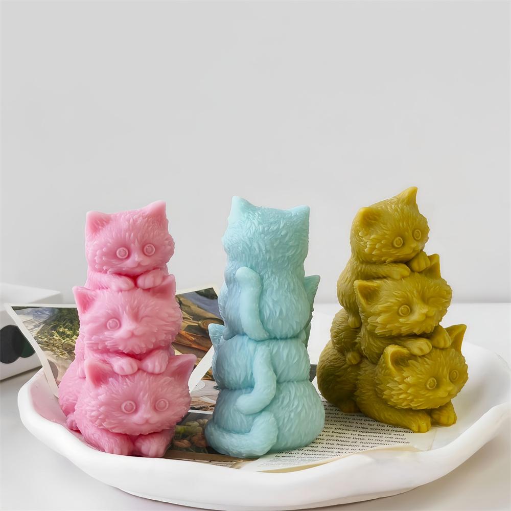 3D Katze und Hund Form Silikon Kerzenform DIY Niedliches Tier Kerzenherstellung Gips Seifenherstellung Seife Kerzenherstellung Zubehör