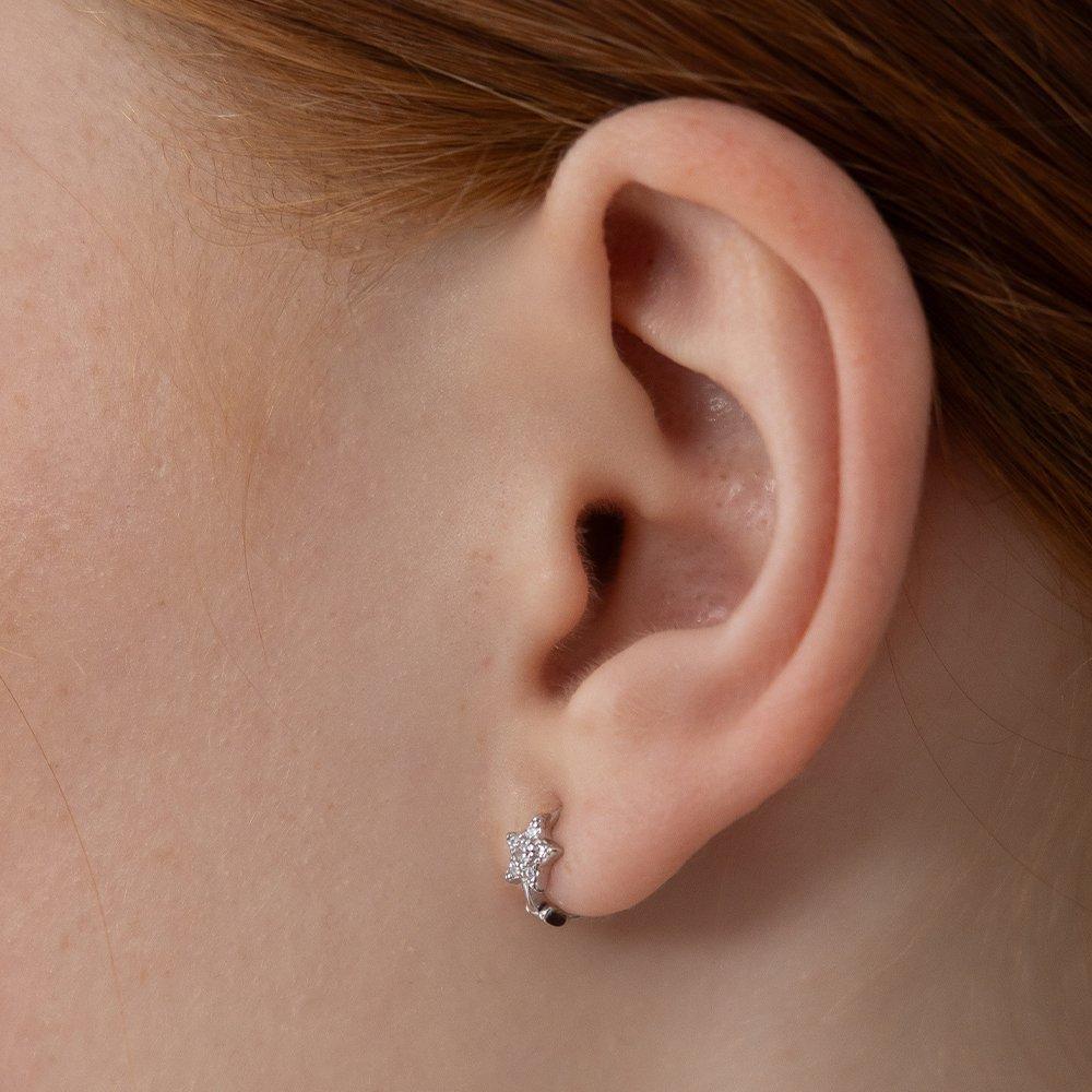 (925 Silver) Crystal Starlet Hoop Earrings Ec3230