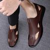 Fashion Genuine Leather Summer Sandals Men's Loafers Slip On Flats Handmade Casual Shoes for Men Moccasins Soft Man Driving Footwear New