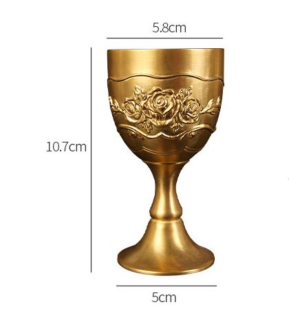 Carved Brass Wine Glass 6 Piece Set Golden Goblet Home Barware Liquor Glass Water Cup Metal Wine Cups Spirit Glass Crafts Gift