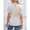 Camicia casual da donna, primavera ed estate, nuova, con volant, scollo rotondo, maniche corte, alla moda