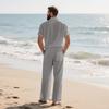 Men's European and American Casual Linen Short-Sleeve Shirt & Long Pants Set