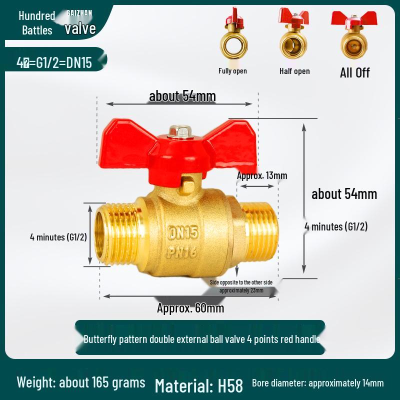 4-6 Point Copper Ball Valve: Internal/External Thread, Straight-Through Water Switch