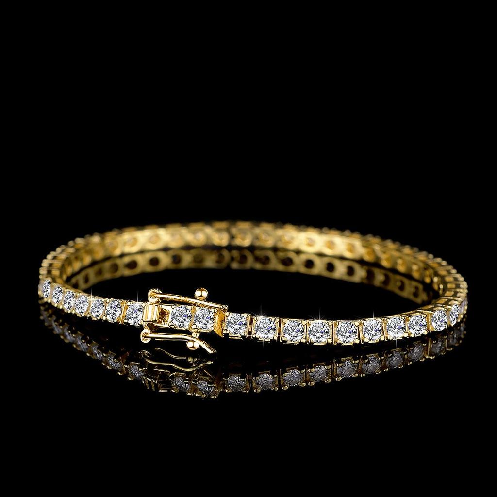 Moissanite Tennis Chain Bracelet, S925 Silver, 2.5MM D Color, Unisex Hip Hop Style.