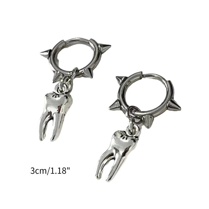 Tooth Dangle Earrings Hoop Earrings Ear Buckles Ear Jewelry Alloy Material Tooth Shaped Drop Earrings for Teens Adults
