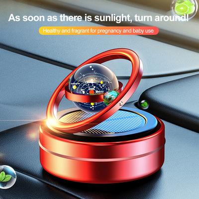 Solar Car Air Freshener Automatic Rotation Dashboard Fragrance Galactic Planets Essential Oil Diffuser Auto Ornaments Accessory