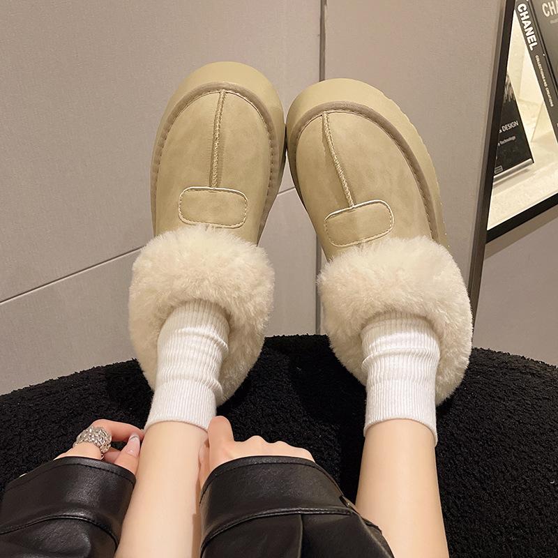 2025 New Popular Winter Velvet Platform Women's Shoes, Northeast Large Cotton Shoes, Leather Surface, Snow Boots, Women's Fur Integrated