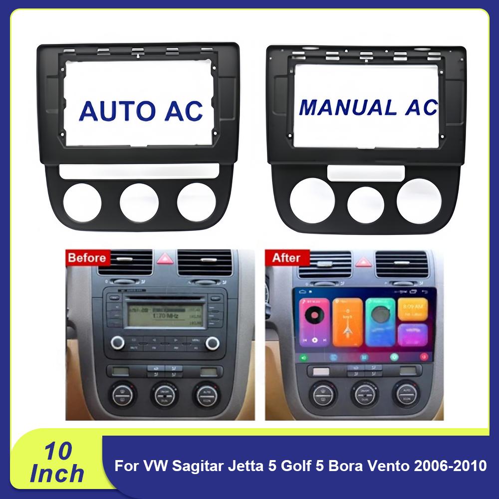 For VW Sagitar Jetta 5 Golf 5 Bora Vento 2006-2010 10 Inch Car Radio Frame Fascia Kit with Canbus Wiring Harness