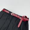 Women's Red Cowhide Belt - Versatile Fashion Accessory for Jeans and Skirts