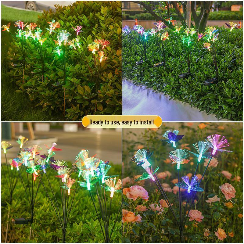 Solar-Powered Fiber Optic Butterfly Garden Lights, Waterproof Outdoor Decoration