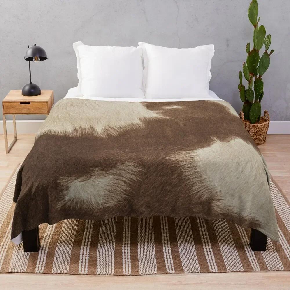 Cowhide Print Flannel Blanket, Cow Fur Print Flannel Throw Blanket Gift for Kids Adults, Soft Fleece Blanket for Couch Sofa Bed