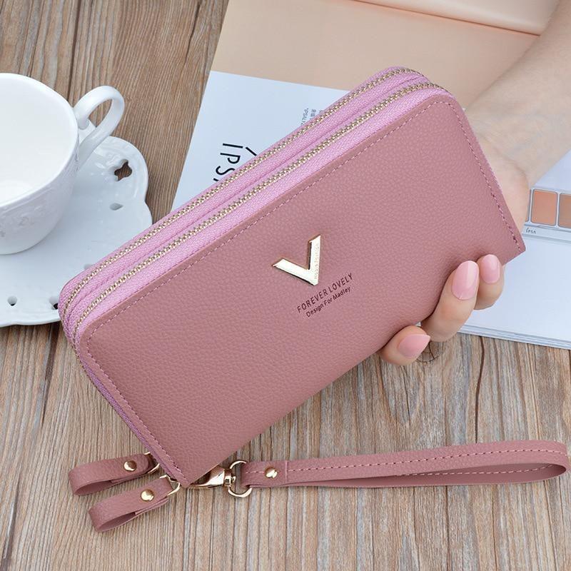 Women Wallets Double Zipper Long Large Capacity Female Purses Phone Pocket Card Holder Cartera Mujer
