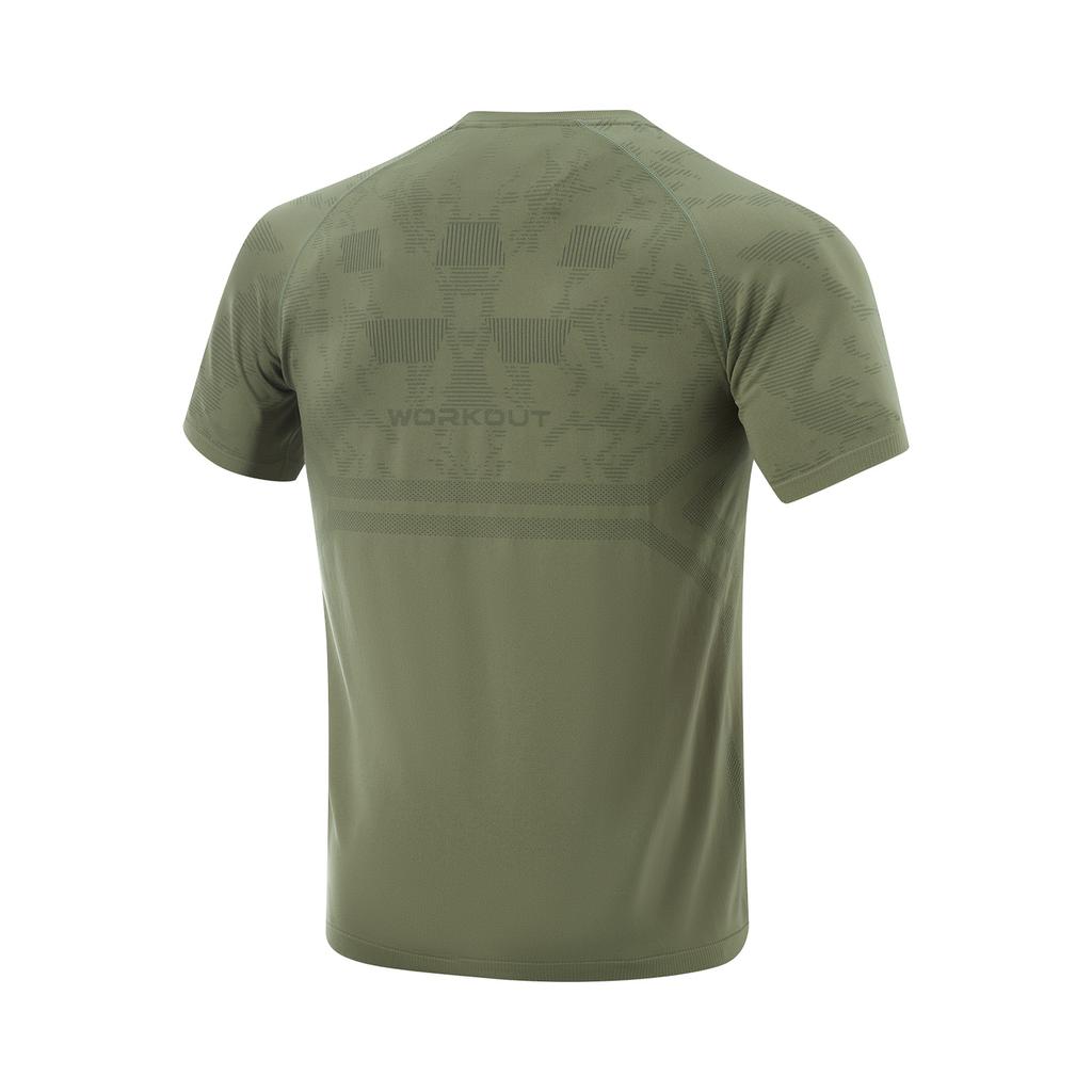 Li-Ning Fitness Series Round Neck Letter Knitted Short Sleeve T-Shirt Men Tops Tea-Green ATSV317-1