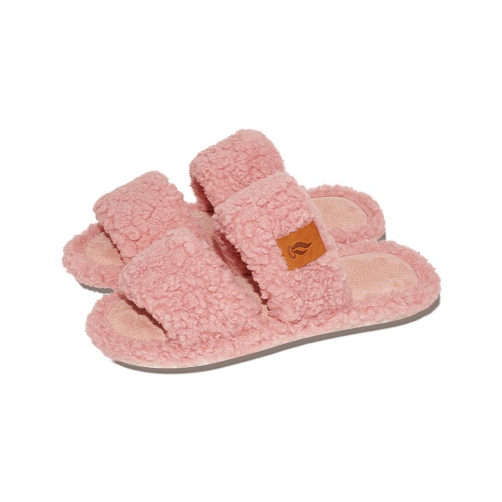 Open Mouth Hairy Slippers with Added Velvet Throughout The Year, Non Slip Indoor Cotton Slippers for Home Use