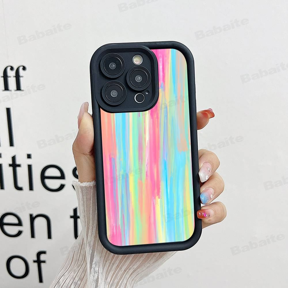 Rainbow Line Phone Case For IPhone 17 16 15 14 Plus 13 12 11 Pro Max Silicone Cover