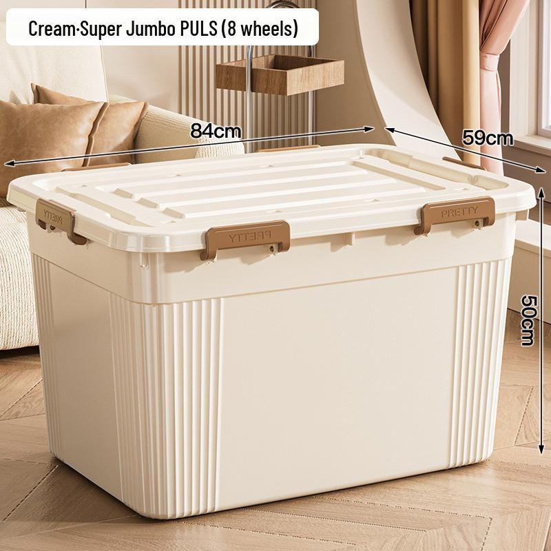 Extra Large Plastic Storage Box with Wheels for Toys, Snacks, Clothes - Thickened Container for Living Room & Bedroom