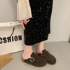 Fashion Women Slippers Mules Fur Shoes Winter Buckle Flat Platform Walking Plush Ladies Slippers Casual Shoes Warm Indoor Slides Women