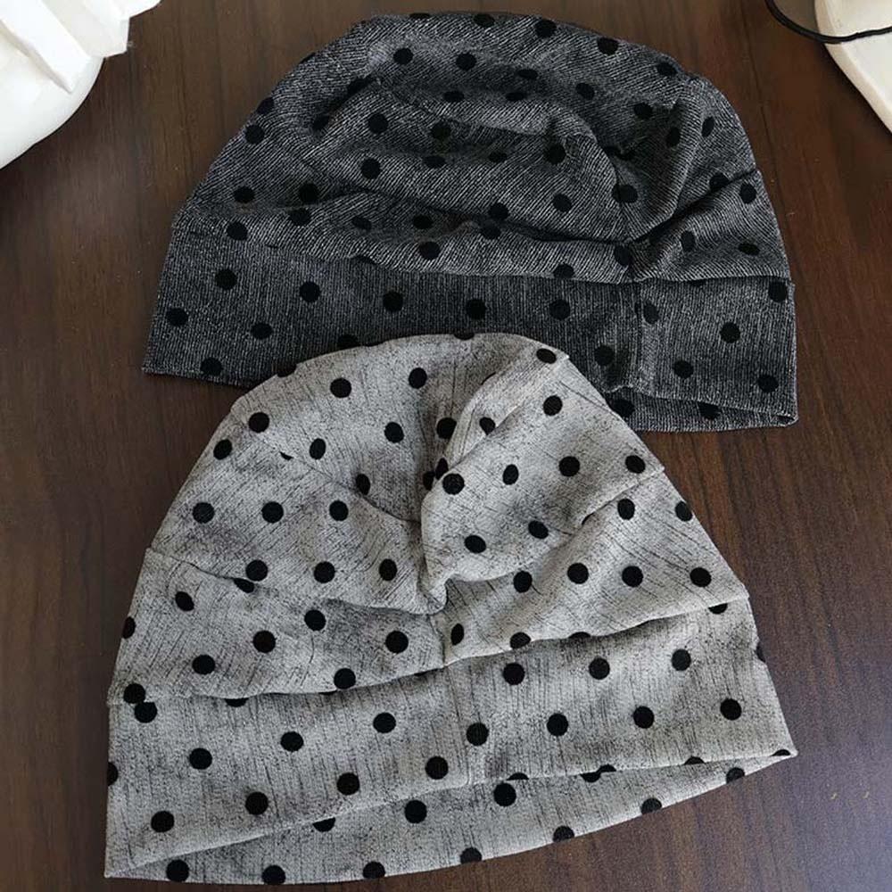 Elastic Polka Dot Beanie Retro Vintage Pullover Hat Slouchy Skull Cap Autumn Winter Trips