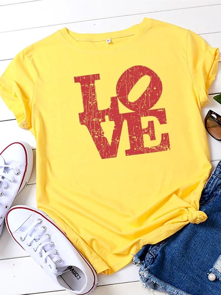 Red Love Letter Print T Shirt Women Short Sleeve O Neck Loose Tshirt Summer Women Tee Shirt Tops Camisetas Mujer
