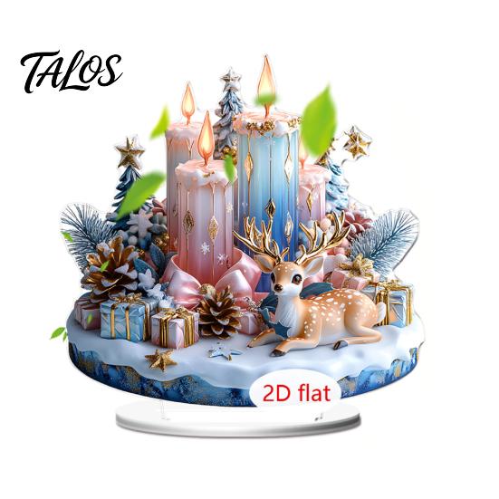 LED Lighted Figurines 2D Acrylic Christmas Angel Figurine with Warm Lights, Glowing Holiday Tabletop Table Decorations Decor for Home Living