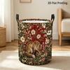 1pc, Vintage Fox And Floral Laundry Basket, Featuring a Countryside Red Fox Pattern with Blooming Flowers, Suitable for Circular Laundry Baskets In Ho