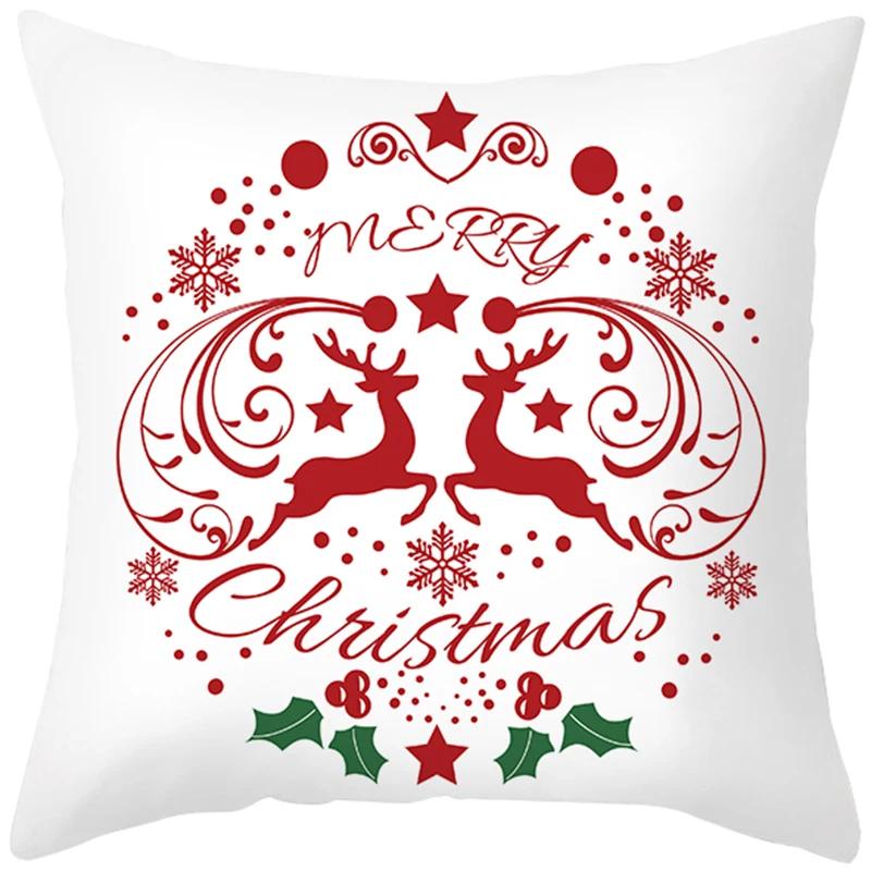 Happy New Year Christmas decorations printed pattern cushion cover home living room sofa decorative pillowcase