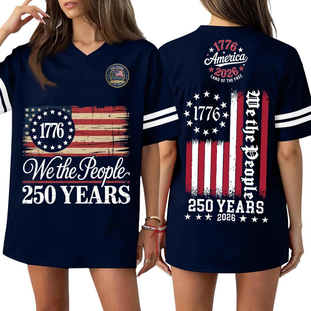 Women's Casual Fashion V-Neck Sports Independence Day Print Short Sleeve Sports T-Shirt Top