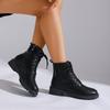 Korte Dijenlaarzen Dames Herfst Nieuw Ronde Neus Zijrits Vetersluiting Voorkant Zachte Zool Antislip Slijtvast Blokhak Schoenen